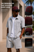 The Signature Cap in burgundy with 3D metal LLS monogram
