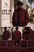 The Heritage Track Jacket in burgundy, front branding